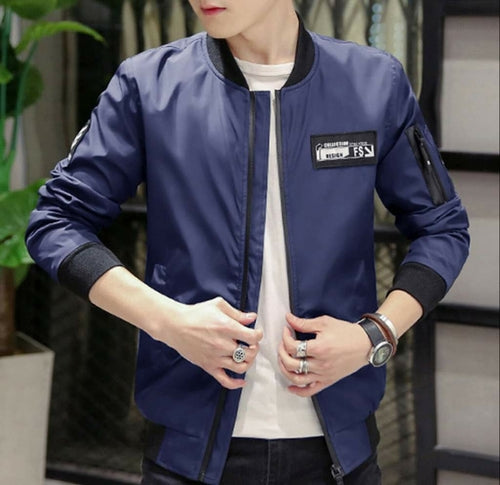 Mens Casual Zipped Up Bomber Jacket