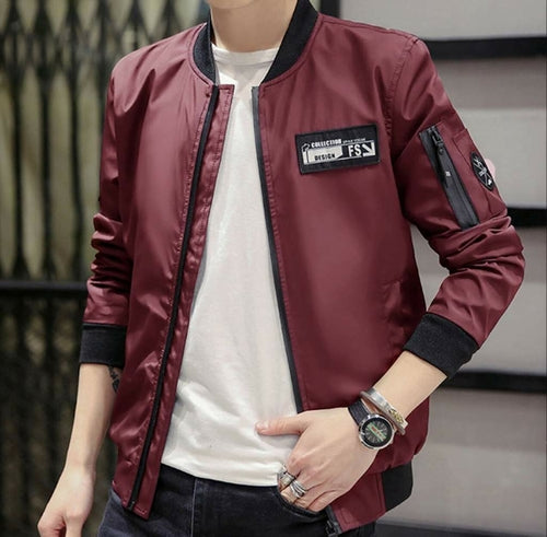 Mens Casual Zipped Up Bomber Jacket