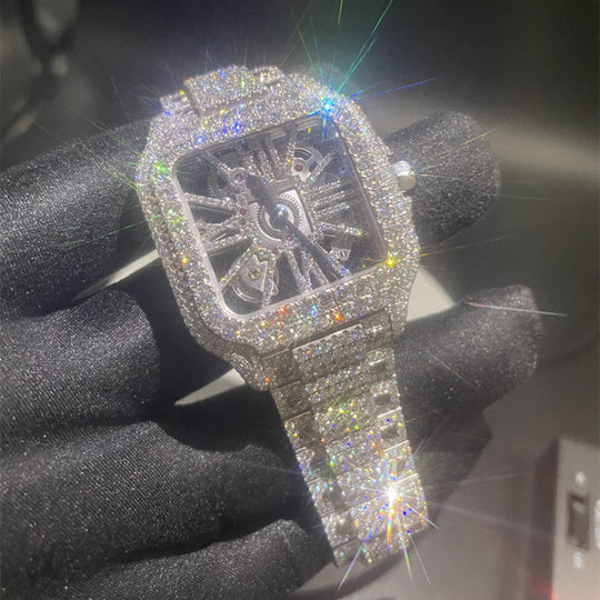 Mechanical Luxury Watch VVS Iced Out Moissanite Wrist Watch