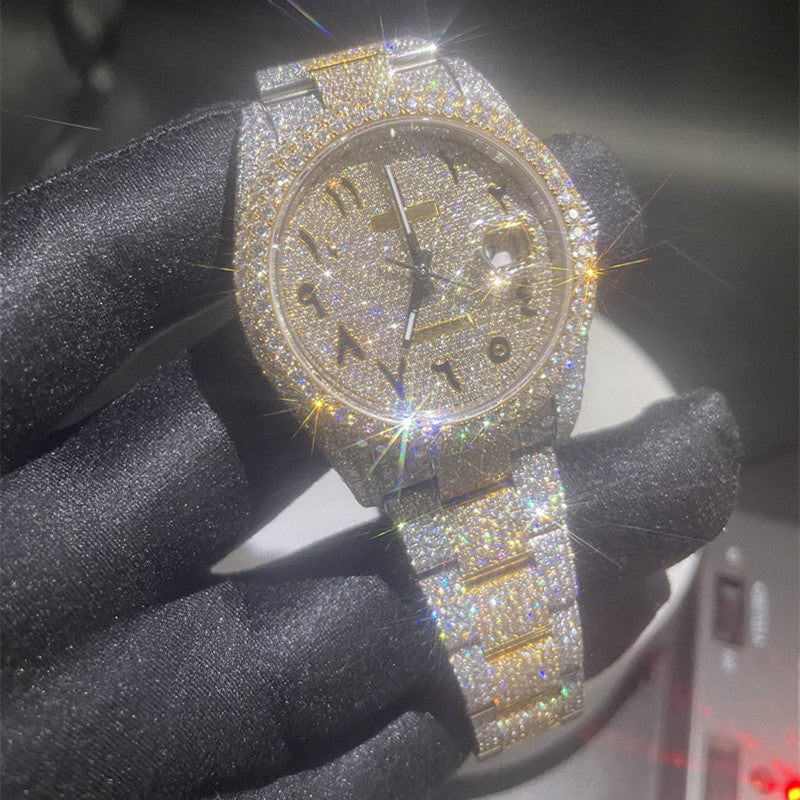 Mechanical Luxury Watch VVS Iced Out Moissanite Wrist Watch