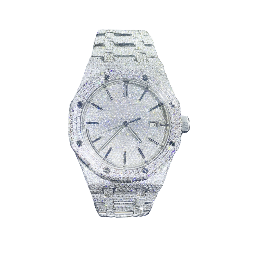 Retro Moissanite Mechanical Stainless Steel Watch