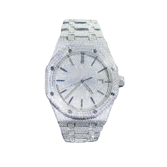 Retro Moissanite Mechanical Stainless Steel Watch